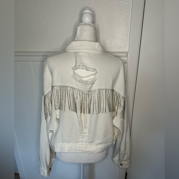 Blue B Rhinestone Fringe Denim Jacket size M/L - Picture 8 of 14